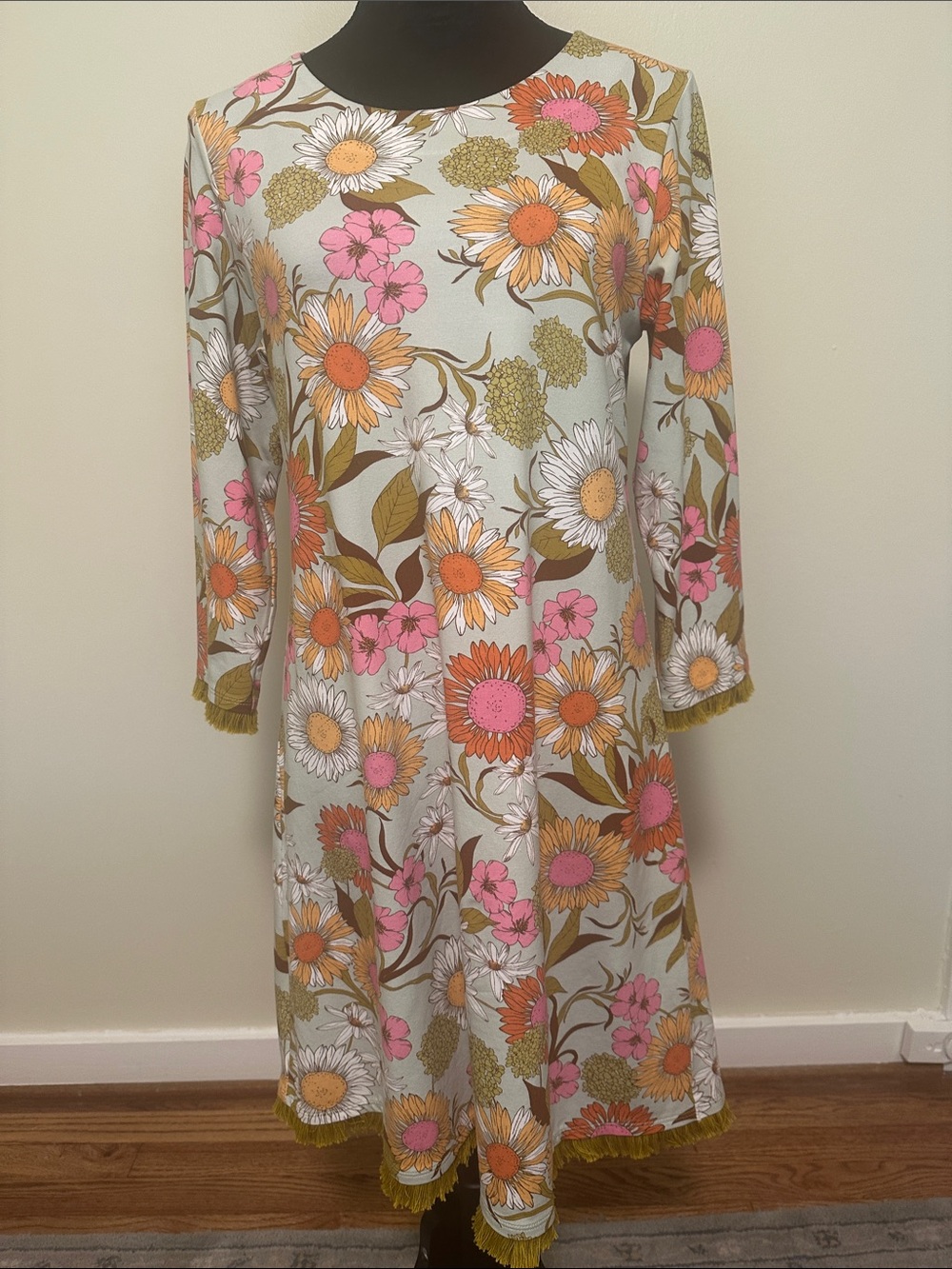 Spartina 449 Mint Floral Shift Dress with Pink & Orange Blooms